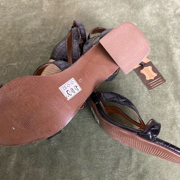 #90 CREVO Kaitlyn 80Snakeskin Black Chunky Heel Sandals - Picture 9 of 11